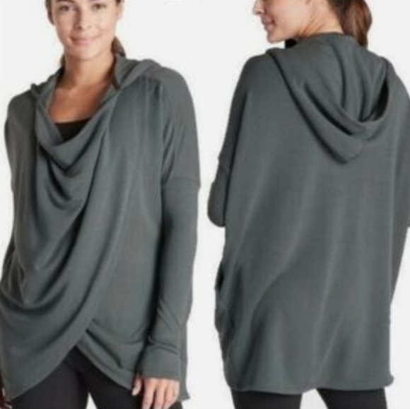 Athleta Purana Wrap Hoodie Bali Green Sage Size Small Soft Stretchy Athleisure - Picture 12 of 12